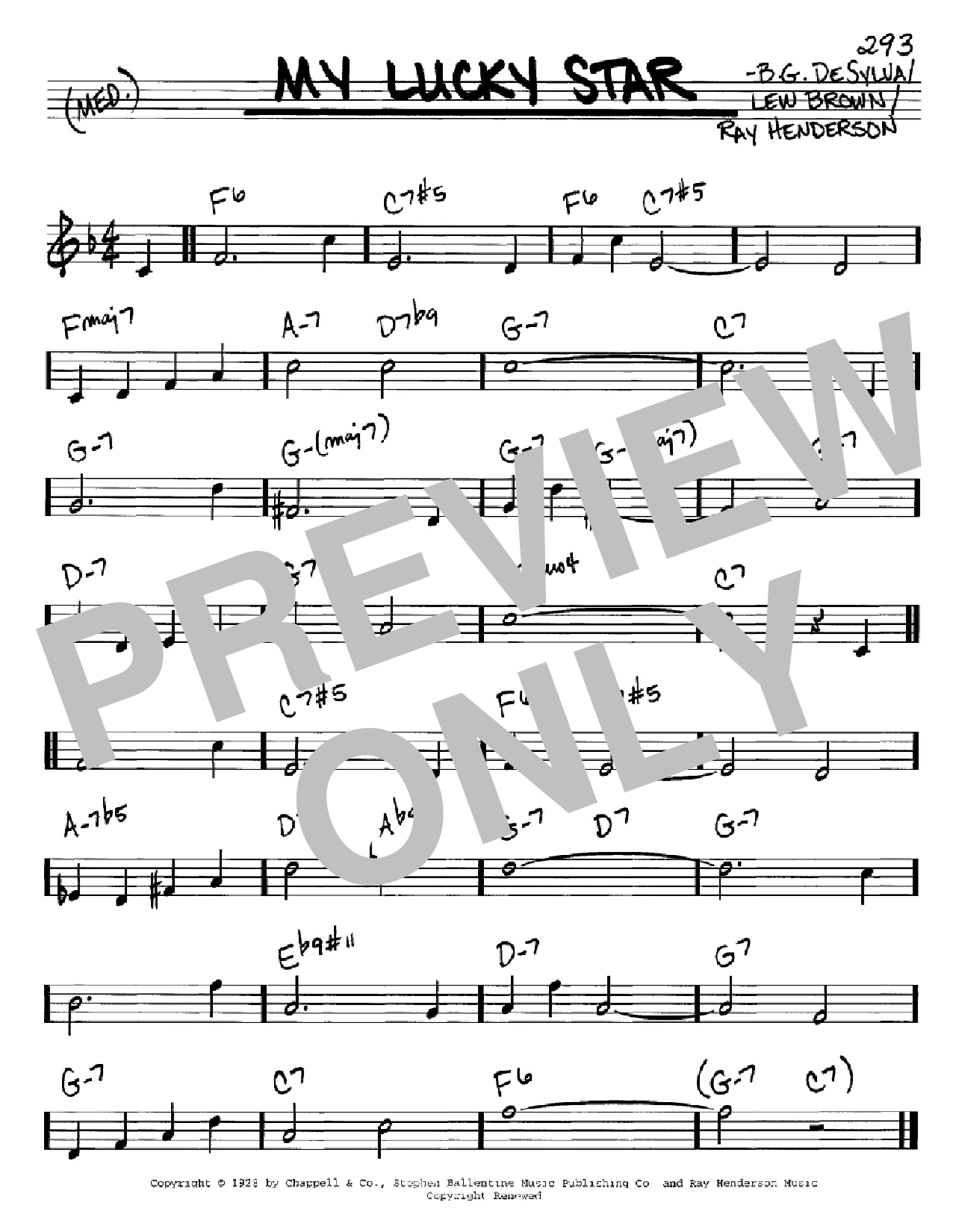B.G. DeSylva My Lucky Star Sheet Music Notes & Chords for Real Book – Melody & Chords - Download or Print PDF