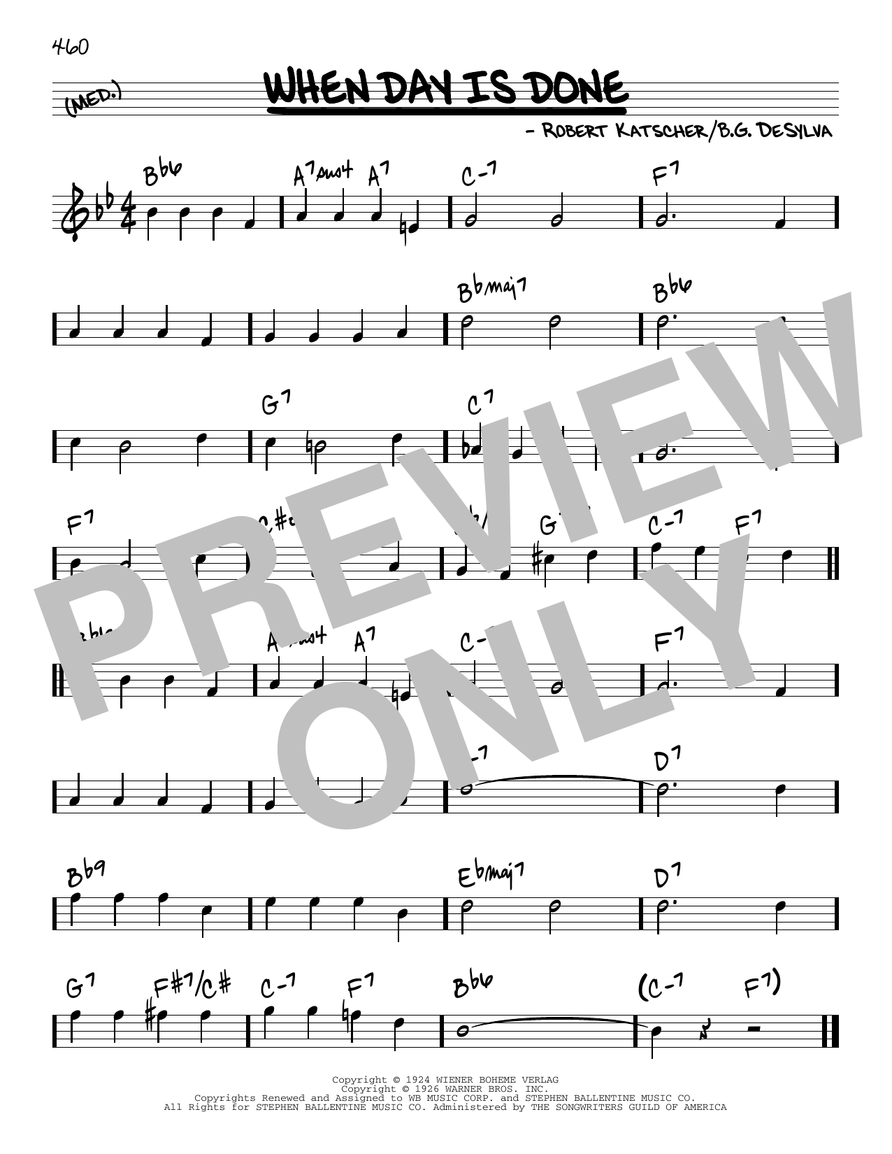 B.G. DeSylva When Day Is Done Sheet Music Notes & Chords for Real Book – Melody & Chords - Download or Print PDF