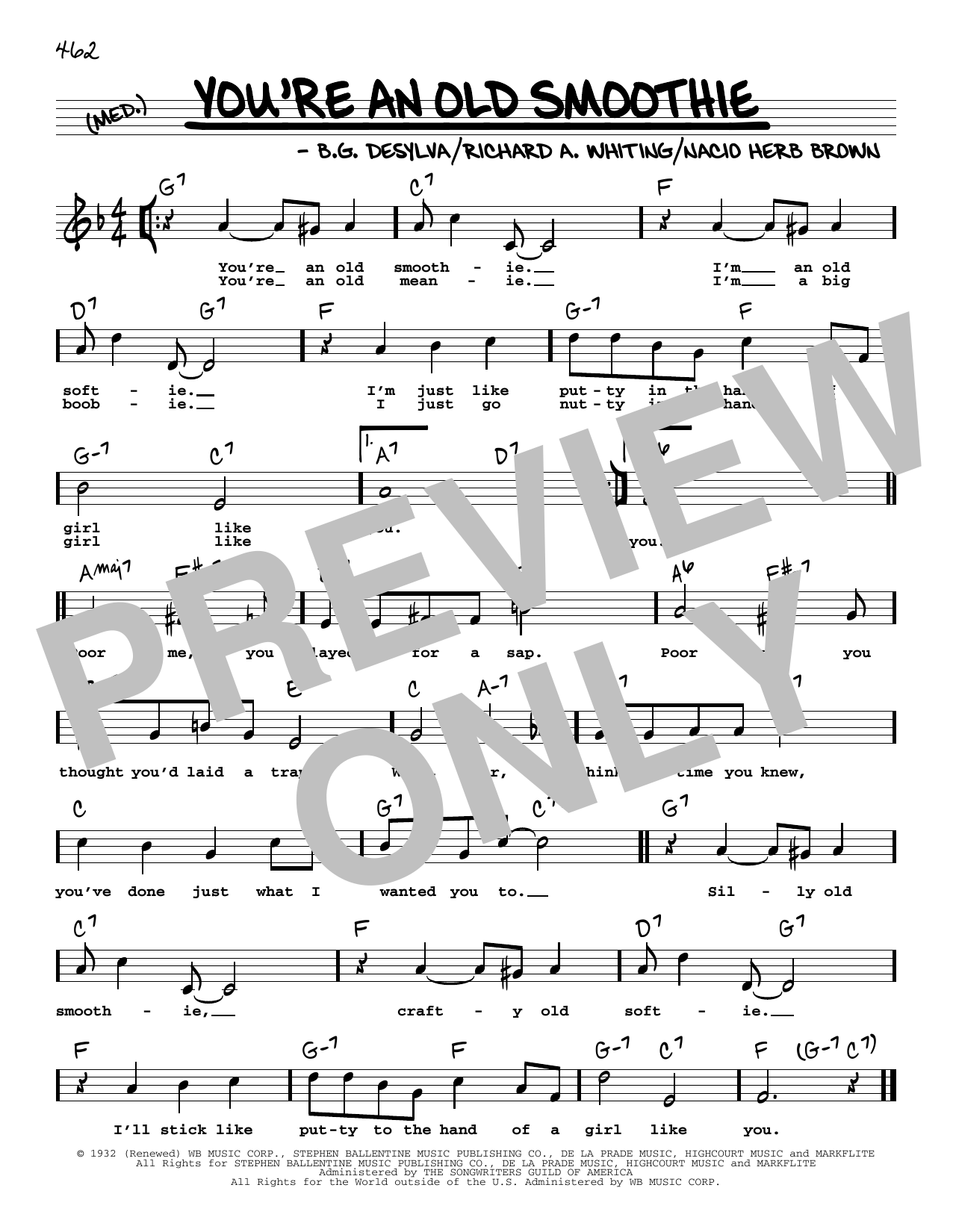 B.G. DeSylva You're An Old Smoothie (High Voice) (from Take A Chance) Sheet Music Notes & Chords for Real Book – Melody, Lyrics & Chords - Download or Print PDF