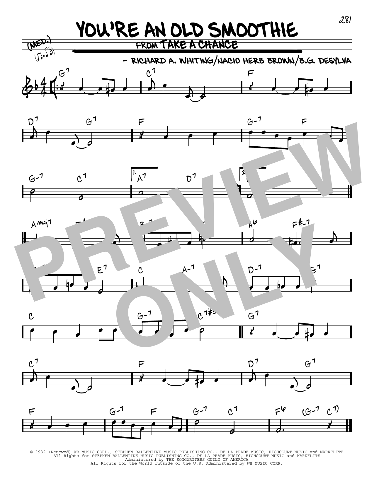 B.G. DeSylva You're An Old Smoothie Sheet Music Notes & Chords for Melody Line, Lyrics & Chords - Download or Print PDF