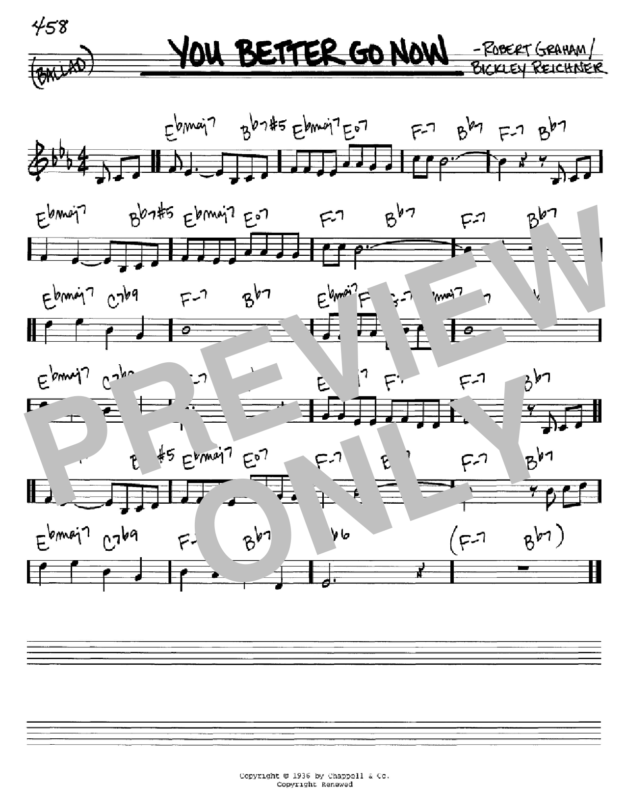 Bickley Reichner You Better Go Now Sheet Music Notes & Chords for Real Book – Melody, Lyrics & Chords - Download or Print PDF
