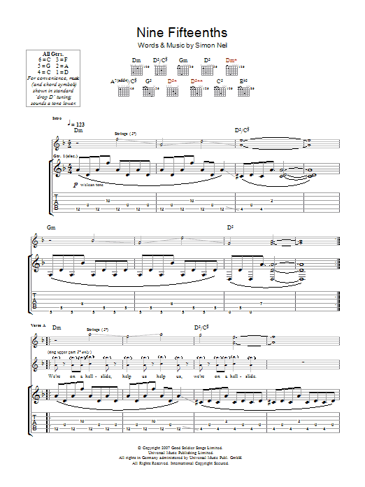 Biffy Clyro 9/15ths (Nine Fifteenths) Sheet Music Notes & Chords for Guitar Tab - Download or Print PDF