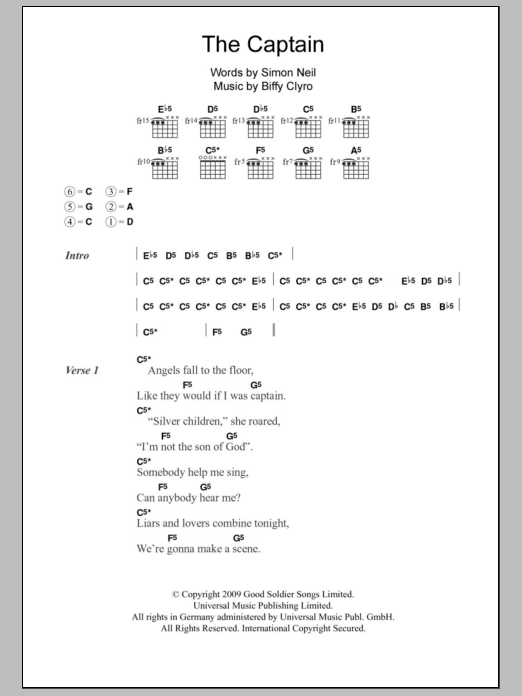 Biffy Clyro The Captain Sheet Music Notes & Chords for Piano, Vocal & Guitar - Download or Print PDF