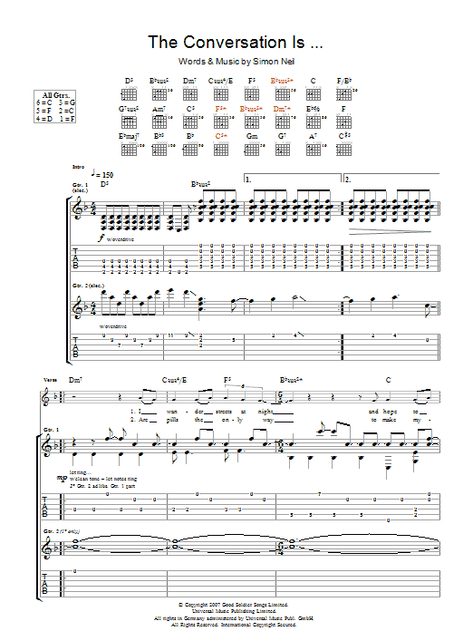 Biffy Clyro The Conversation Is... Sheet Music Notes & Chords for Guitar Tab - Download or Print PDF