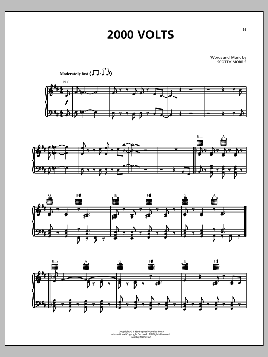 Big Bad Voodoo Daddy 2000 Volts Sheet Music Notes & Chords for Piano, Vocal & Guitar (Right-Hand Melody) - Download or Print PDF