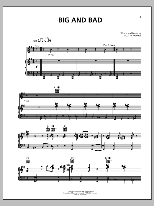 Big Bad Voodoo Daddy Big And Bad Sheet Music Notes & Chords for Piano, Vocal & Guitar (Right-Hand Melody) - Download or Print PDF Big Bad Voodoo Daddy Big And Bad Sheet Music Notes & Chords for Piano, Vocal & Guitar (Right-Hand Melody) - Download or Print PDF