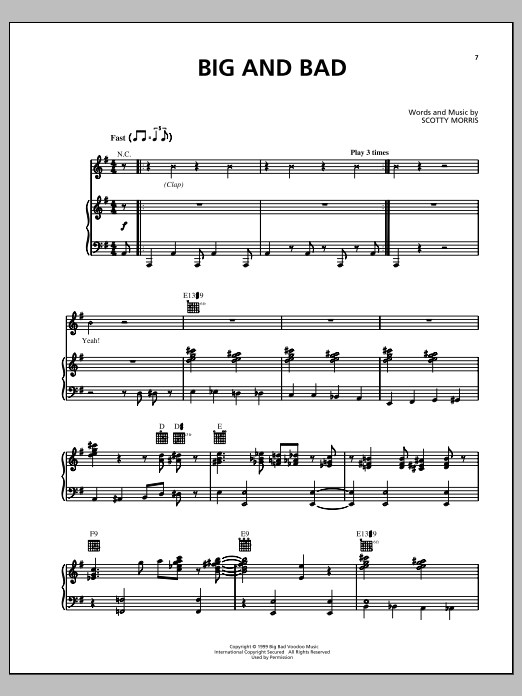 Big Bad Voodoo Daddy Big And Bad Sheet Music Notes & Chords for Piano, Vocal & Guitar (Right-Hand Melody) - Download or Print PDF