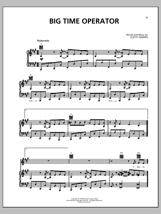 Big Bad Voodoo Daddy Big Time Operator Sheet Music Notes & Chords for Piano, Vocal & Guitar (Right-Hand Melody) - Download or Print PDF