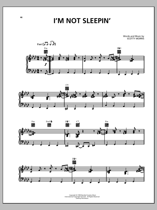 Big Bad Voodoo Daddy I'm Not Sleepin' Sheet Music Notes & Chords for Piano, Vocal & Guitar (Right-Hand Melody) - Download or Print PDF