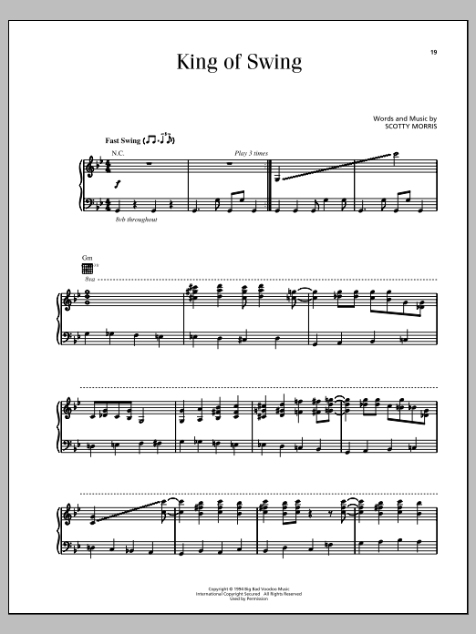 Big Bad Voodoo Daddy King Of Swing Sheet Music Notes & Chords for Piano, Vocal & Guitar (Right-Hand Melody) - Download or Print PDF