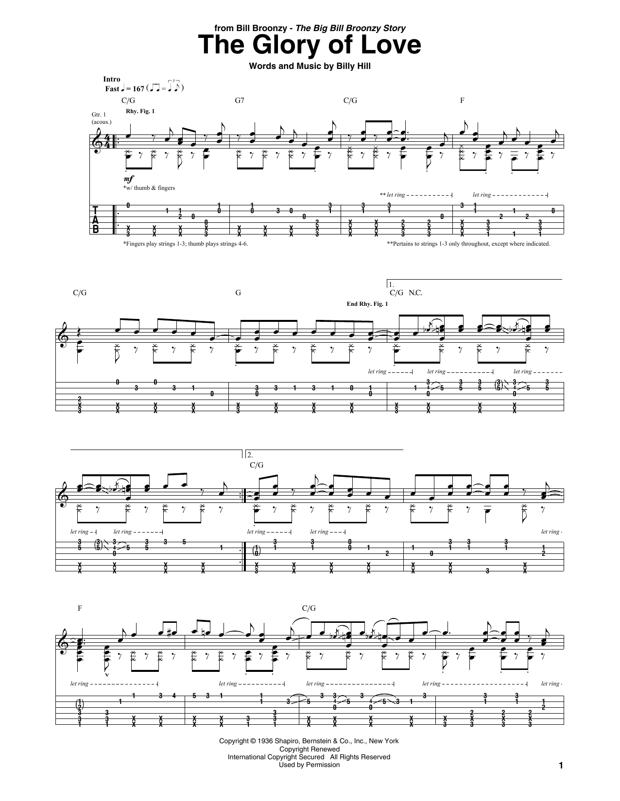 Big Bill Broonzy The Glory Of Love Sheet Music Notes & Chords for Guitar Tab - Download or Print PDF