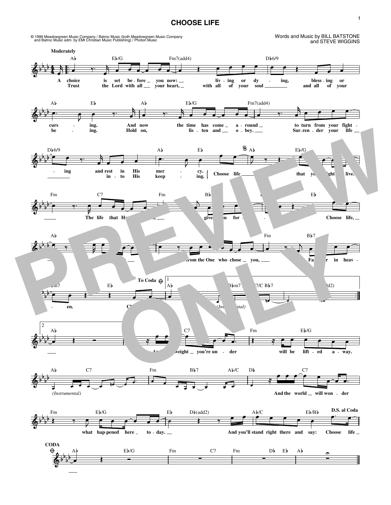 Big Tent Revival Choose Life Sheet Music Notes & Chords for Lead Sheet / Fake Book - Download or Print PDF