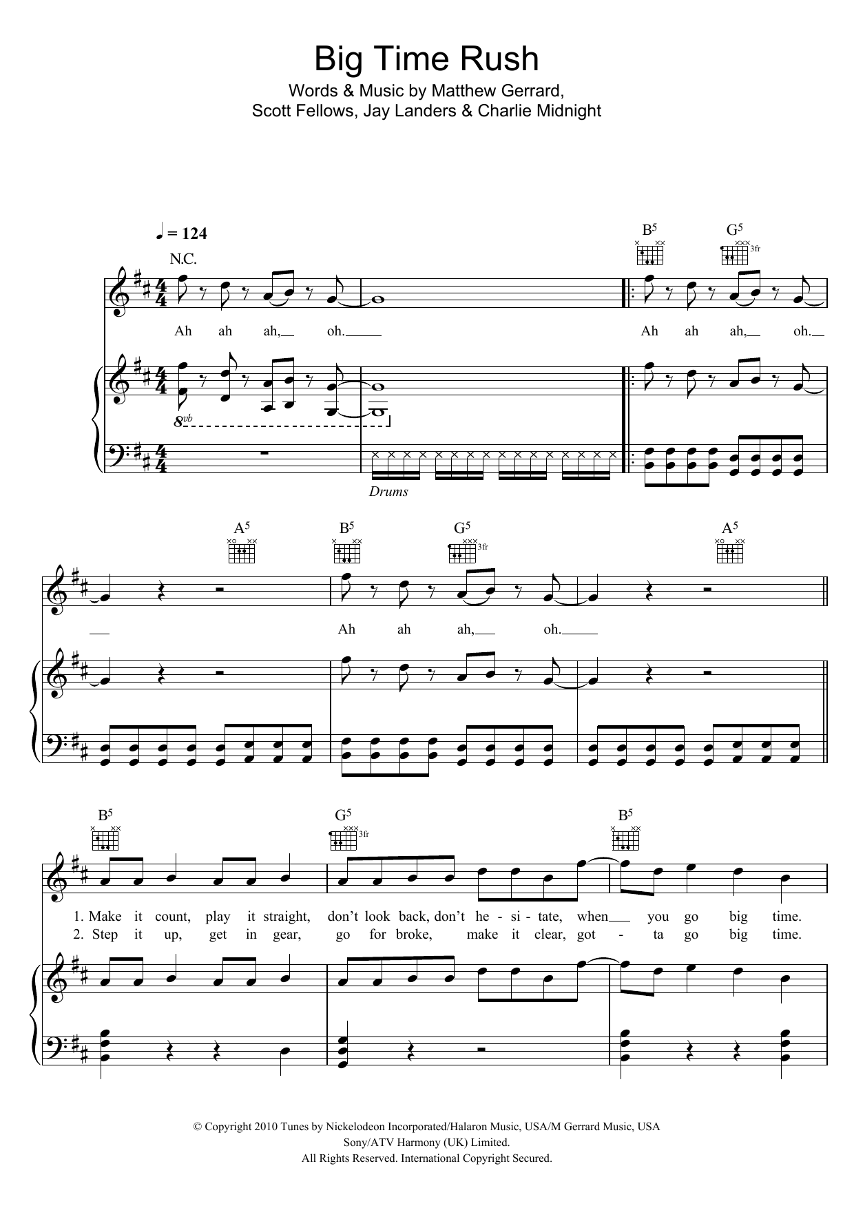Big Time Rush Big Time Rush Sheet Music Notes & Chords for Piano, Vocal & Guitar (Right-Hand Melody) - Download or Print PDF