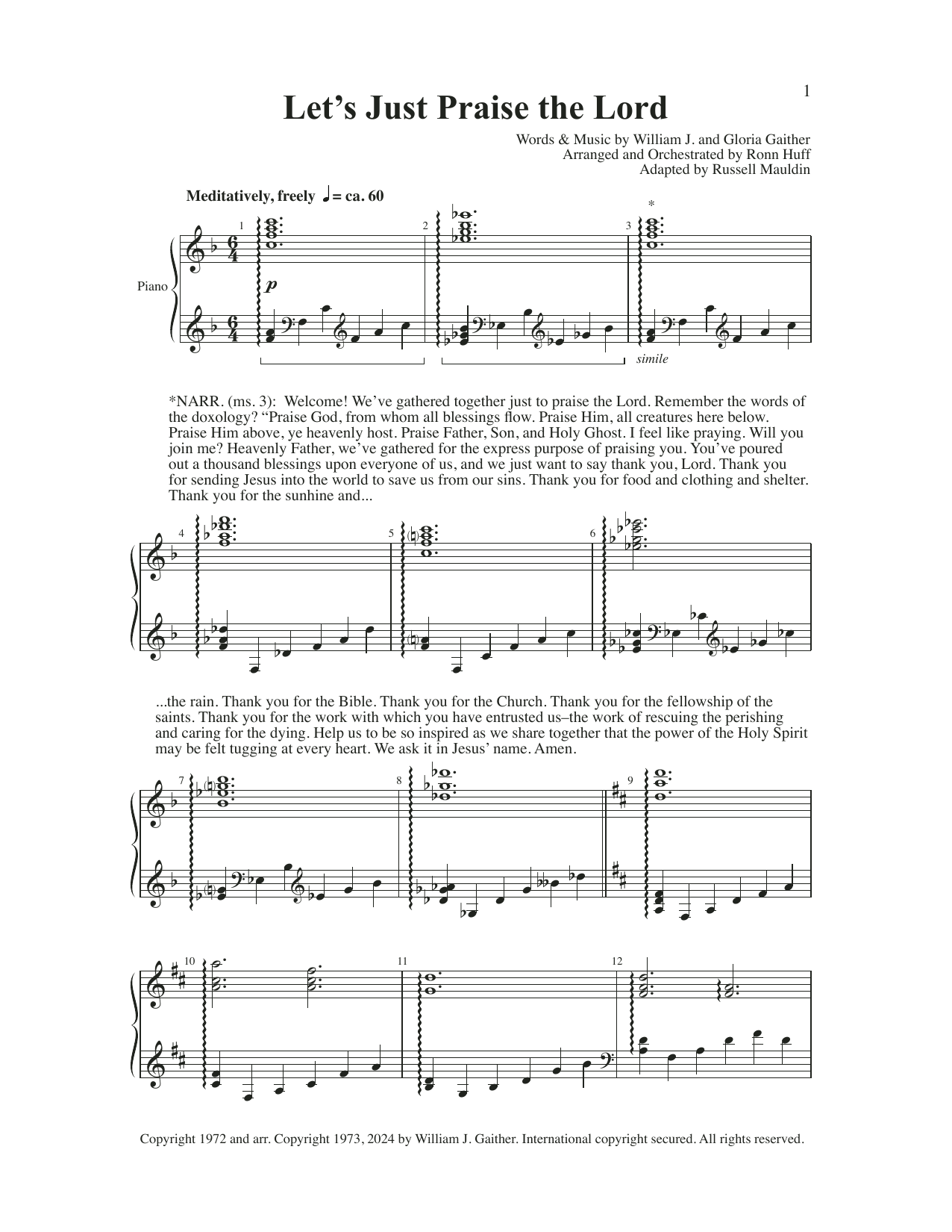 Bill & Gloria Gaither and Ronn Huff Alleluia! Sheet Music Notes & Chords for SATB Choir - Download or Print PDF