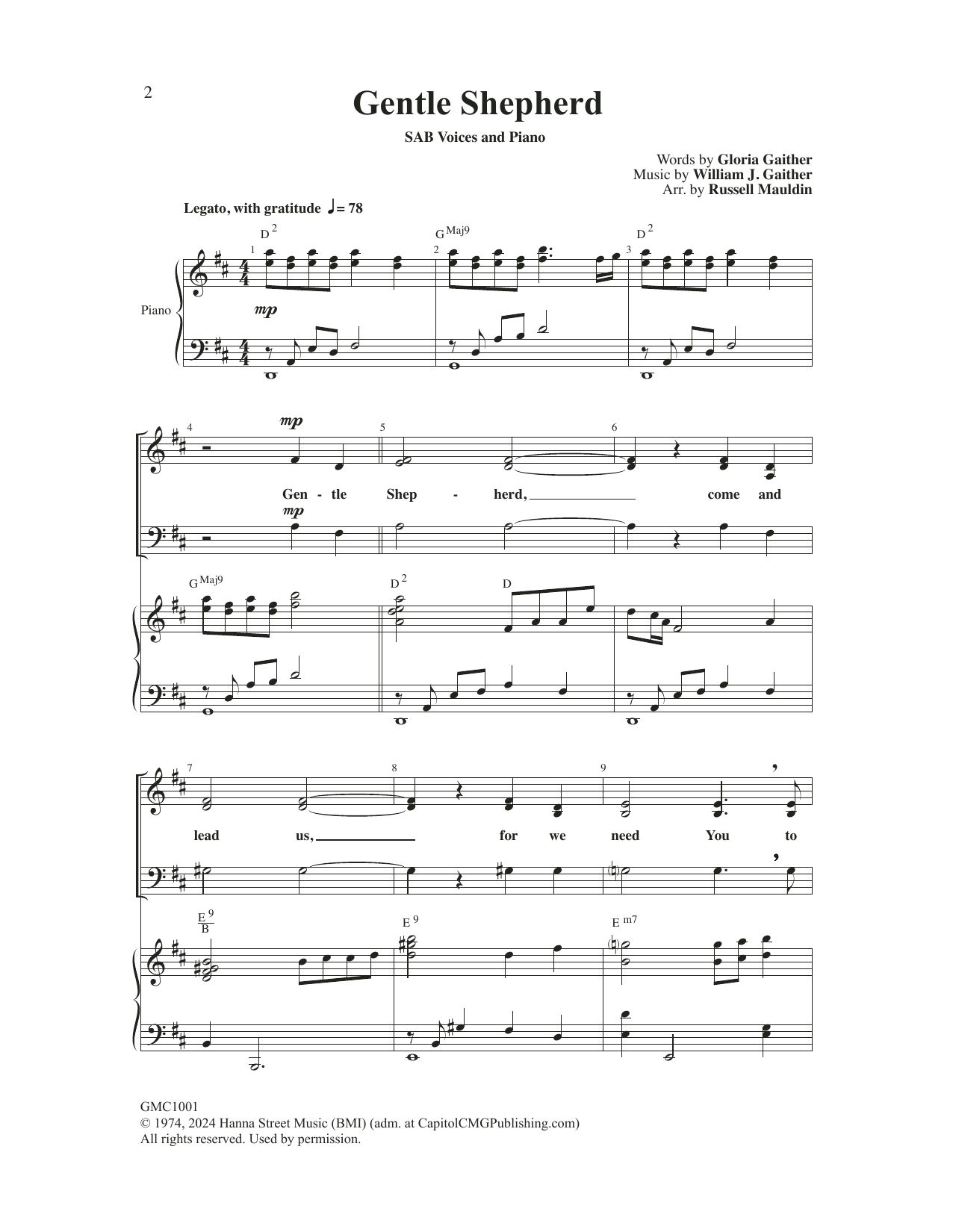 Bill & Gloria Gaither Gentle Shepherd (arr. Russell Mauldin) Sheet Music Notes & Chords for SAB Choir - Download or Print PDF