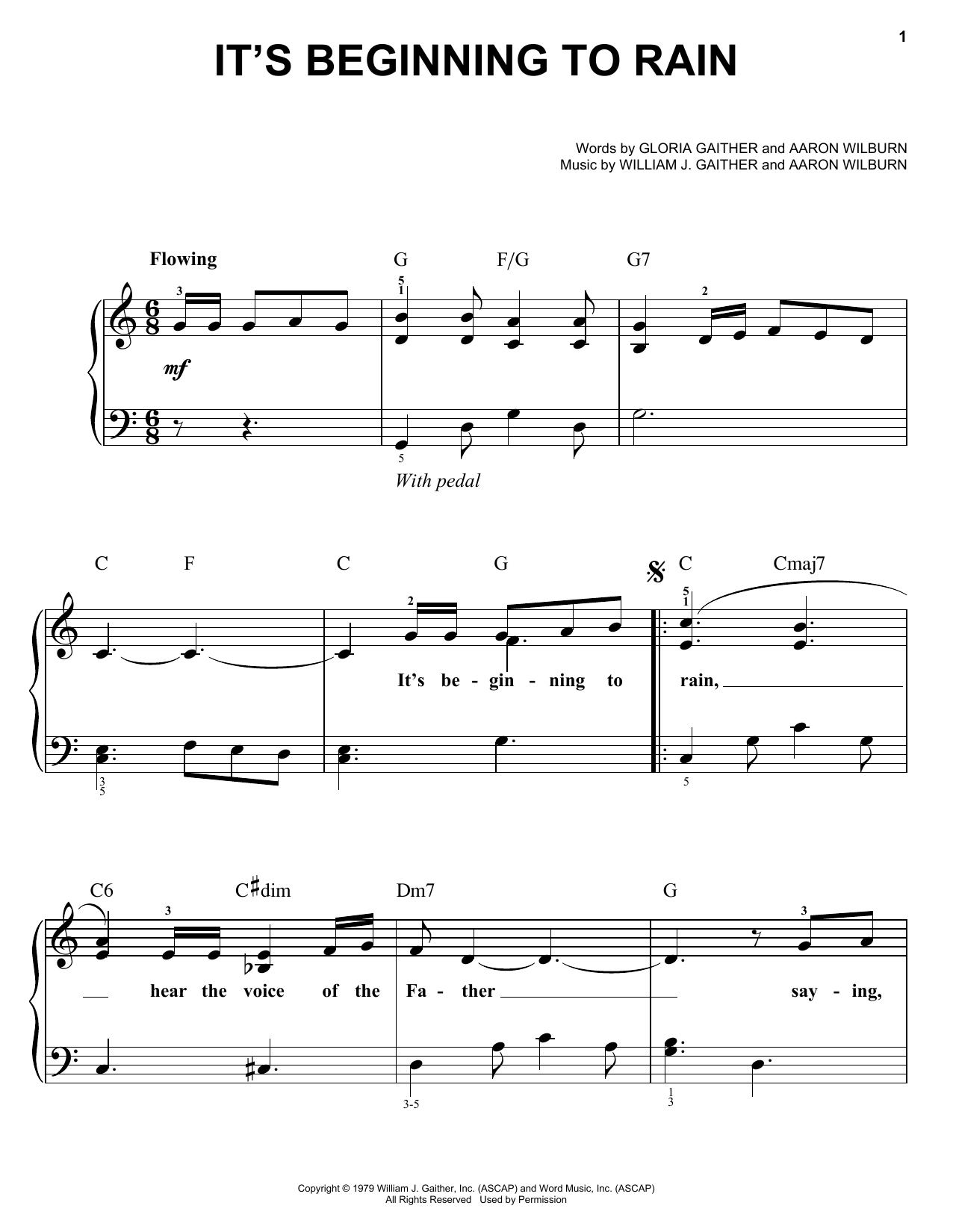 Bill & Gloria Gaither It's Beginning To Rain Sheet Music Notes & Chords for Easy Piano - Download or Print PDF