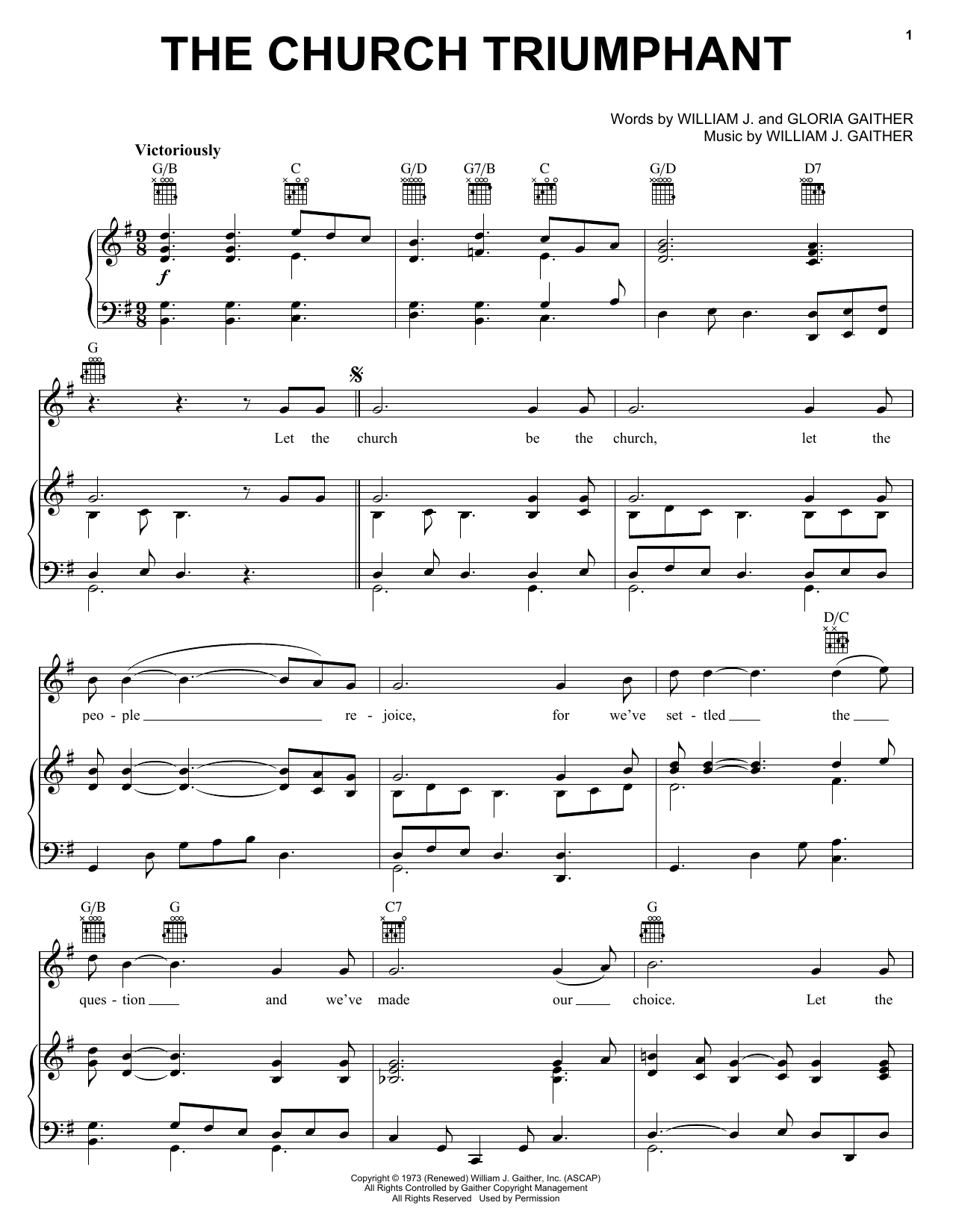 Bill & Gloria Gaither The Church Triumphant Sheet Music Notes & Chords for Piano, Vocal & Guitar (Right-Hand Melody) - Download or Print PDF