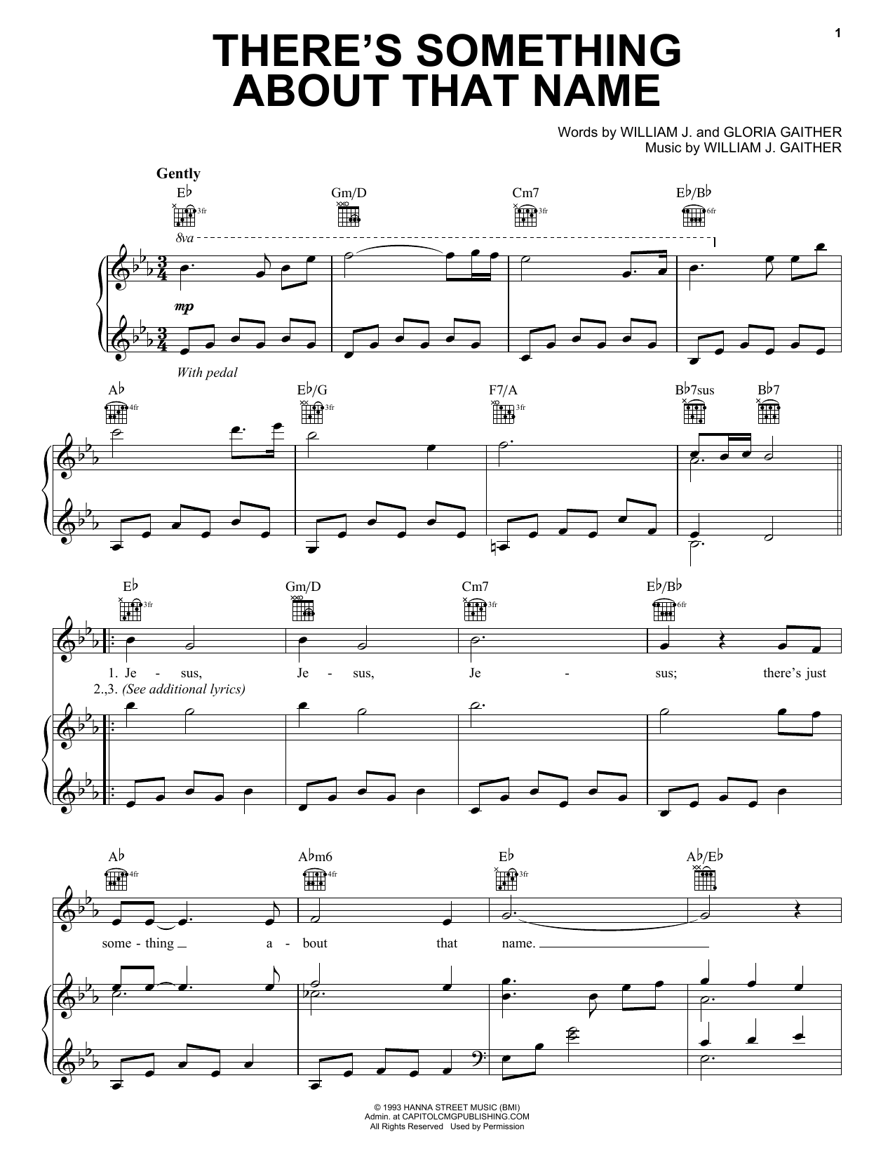 Bill & Gloria Gaither There's Something About That Name Sheet Music Notes & Chords for Piano, Vocal & Guitar (Right-Hand Melody) - Download or Print PDF