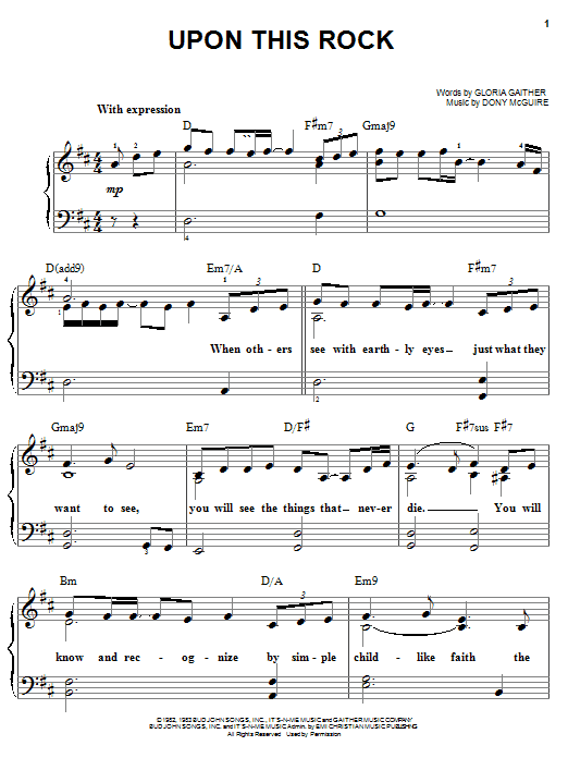 Bill & Gloria Gaither Upon This Rock Sheet Music Notes & Chords for Easy Piano - Download or Print PDF