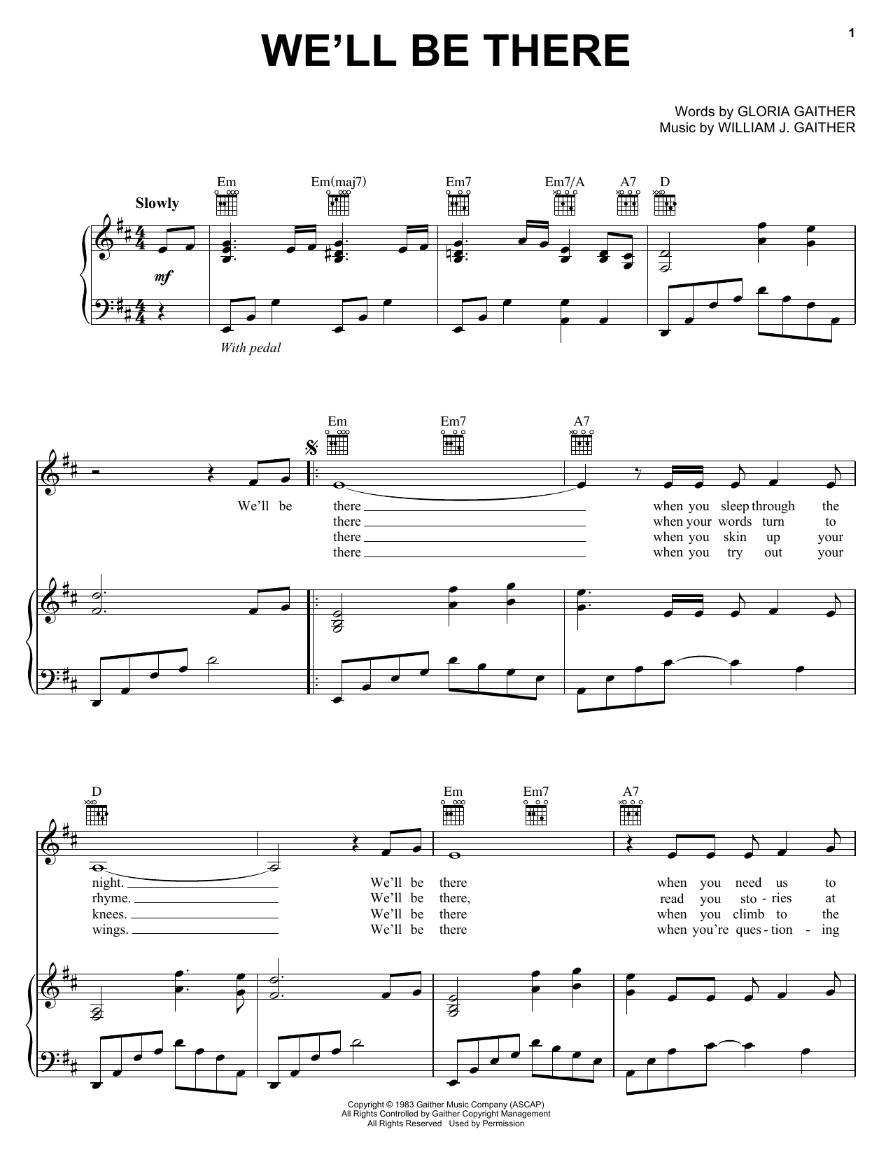 Bill & Gloria Gaither We'll Be There Sheet Music Notes & Chords for Piano, Vocal & Guitar (Right-Hand Melody) - Download or Print PDF