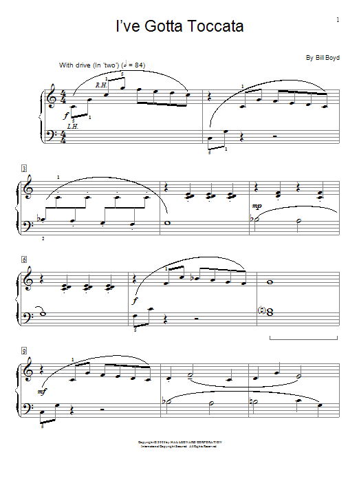 Bill Boyd I've Gotta Toccata Sheet Music Notes & Chords for Educational Piano - Download or Print PDF
