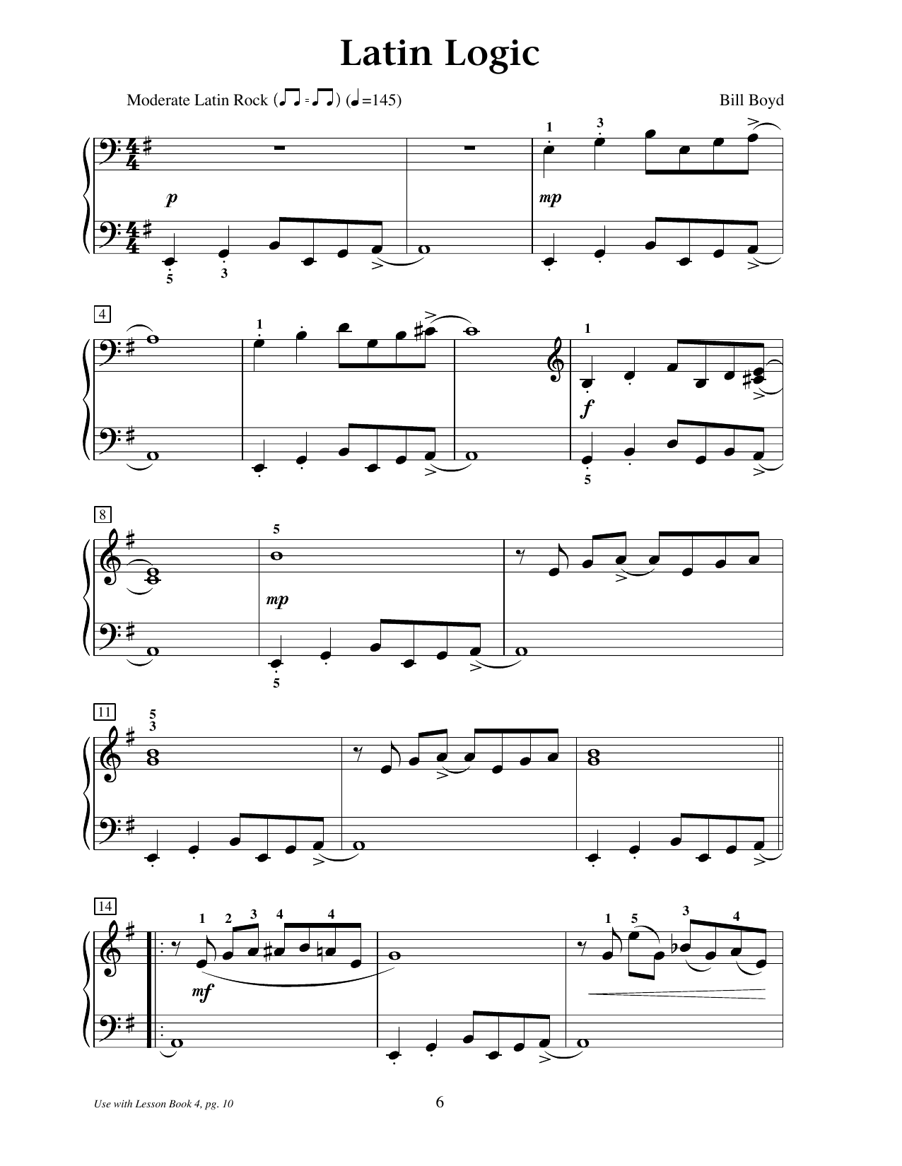 Bill Boyd Latin Logic Sheet Music Notes & Chords for Educational Piano - Download or Print PDF