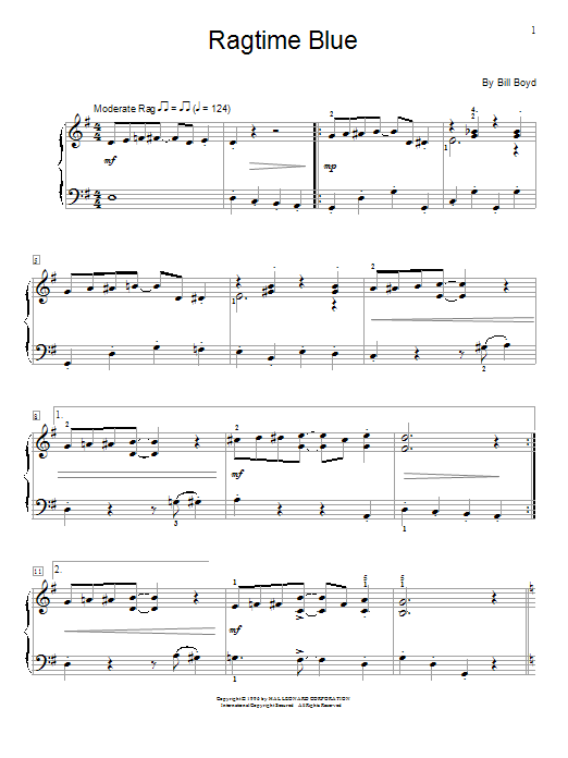 Bill Boyd Ragtime Blue Sheet Music Notes & Chords for Educational Piano - Download or Print PDF