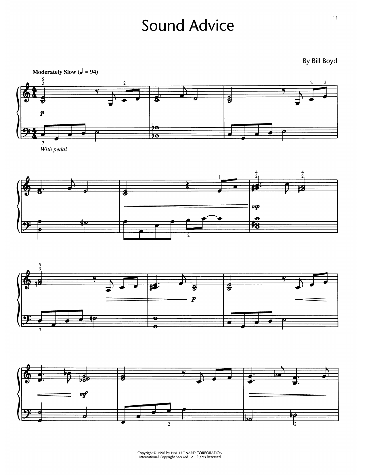 Bill Boyd Sound Advice Sheet Music Notes & Chords for Educational Piano - Download or Print PDF
