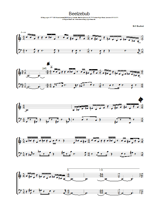 Bill Bruford Beelzebub Sheet Music Notes & Chords for Melody Line & Chords - Download or Print PDF