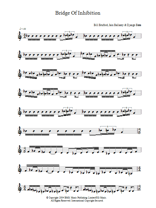 Bill Bruford Bridge Of Inhibition Sheet Music Notes & Chords for Piano - Download or Print PDF