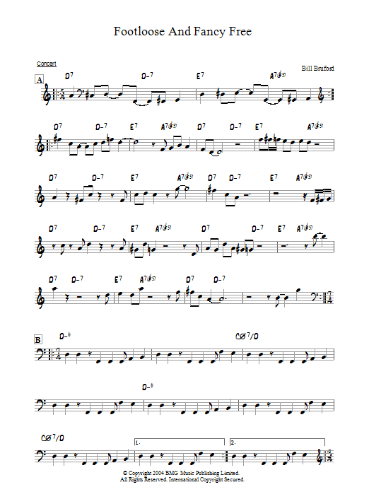 Bill Bruford Footloose And Fancy Free Sheet Music Notes & Chords for Piano - Download or Print PDF