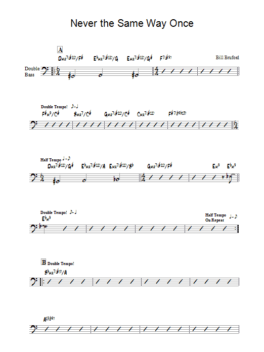 Bill Bruford Never The Same Way Once Sheet Music Notes & Chords for Piano - Download or Print PDF