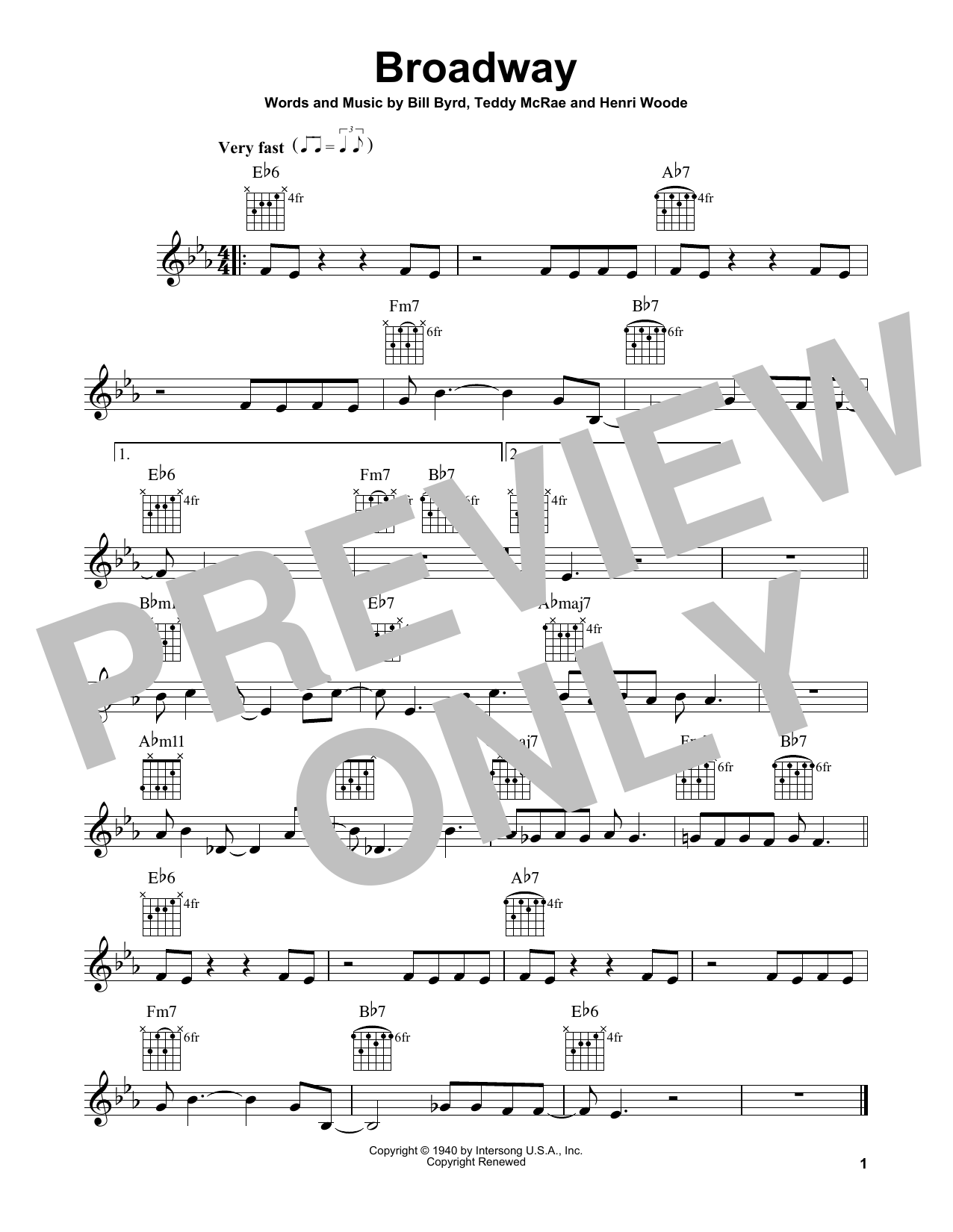 Bill Byrd Broadway Sheet Music Notes & Chords for Easy Guitar - Download or Print PDF