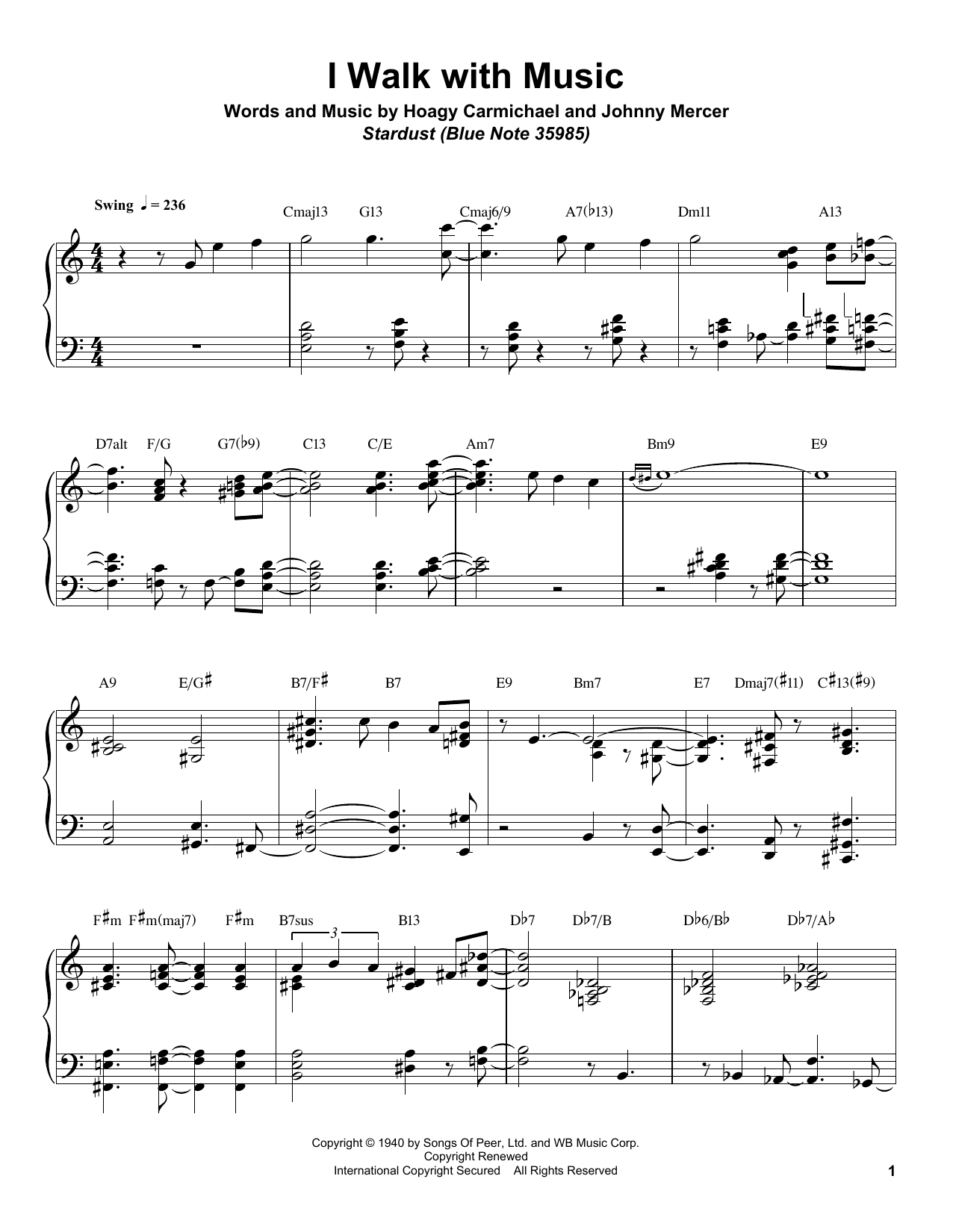 Bill Charlap I Walk With Music Sheet Music Notes & Chords for Piano Transcription - Download or Print PDF