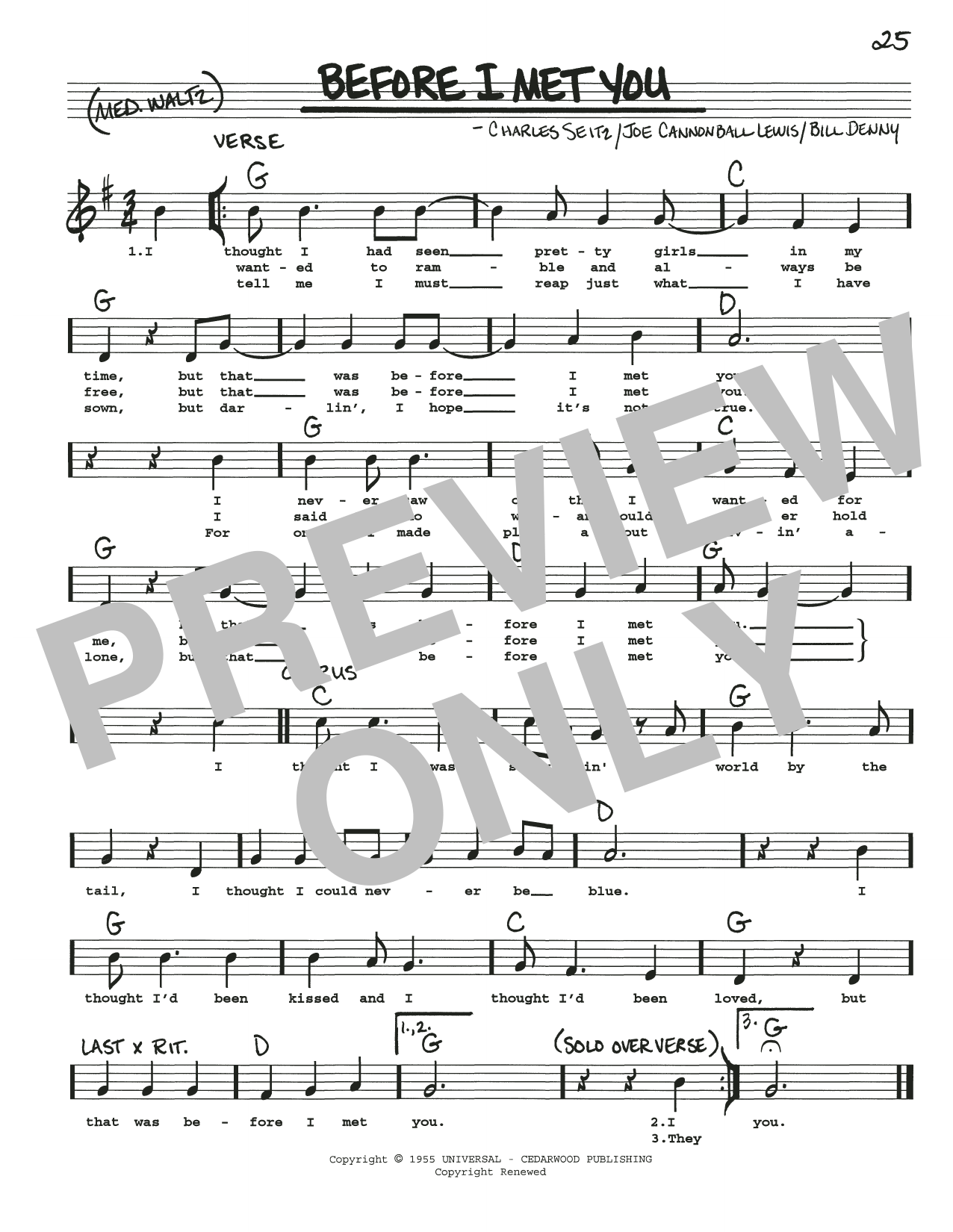 Bill Denny Before I Met You Sheet Music Notes & Chords for Real Book – Melody, Lyrics & Chords - Download or Print PDF
