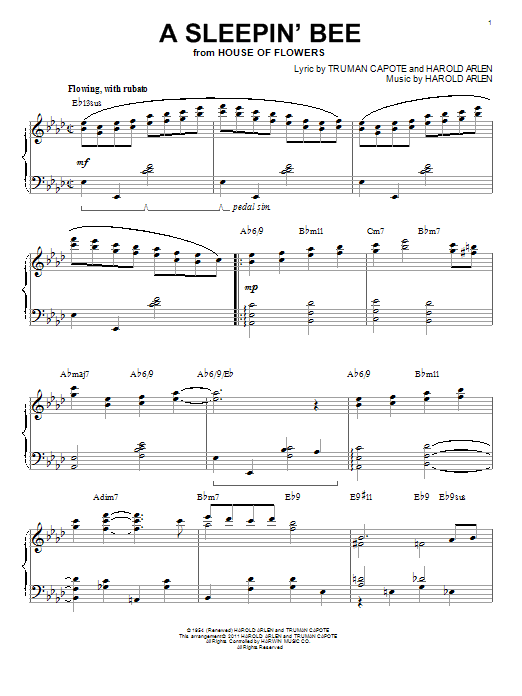 Bill Evans A Sleepin' Bee [Jazz version] (arr. Brent Edstrom) Sheet Music Notes & Chords for Piano - Download or Print PDF