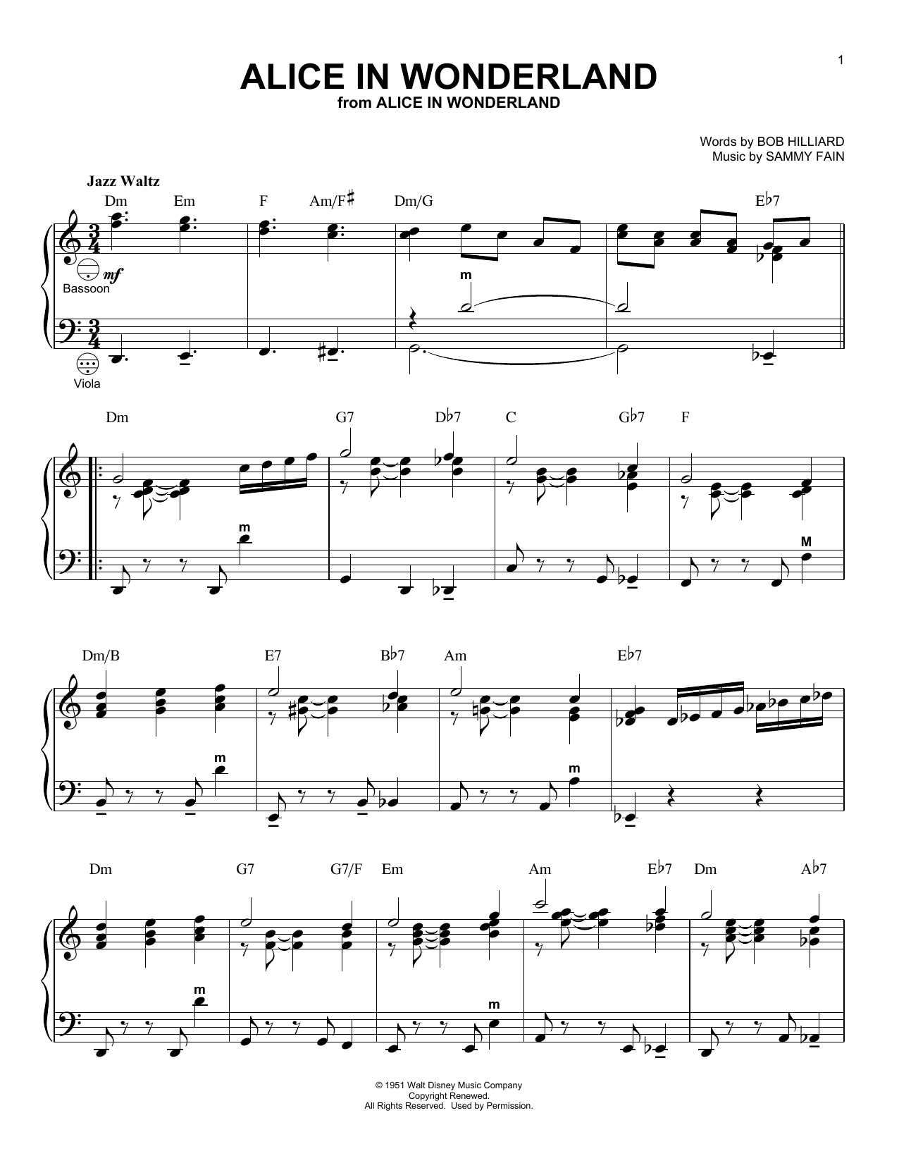 Bill Evans Alice In Wonderland (arr. Gary Meisner) Sheet Music Notes & Chords for Accordion - Download or Print PDF