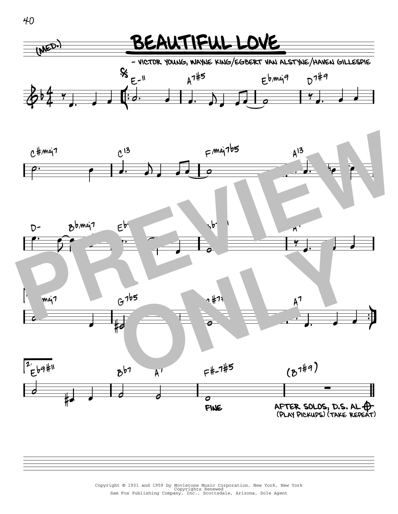 Bill Evans Beautiful Love [Reharmonized version] (arr. Jack Grassel) Sheet Music Notes & Chords for Real Book – Melody & Chords - Download or Print PDF