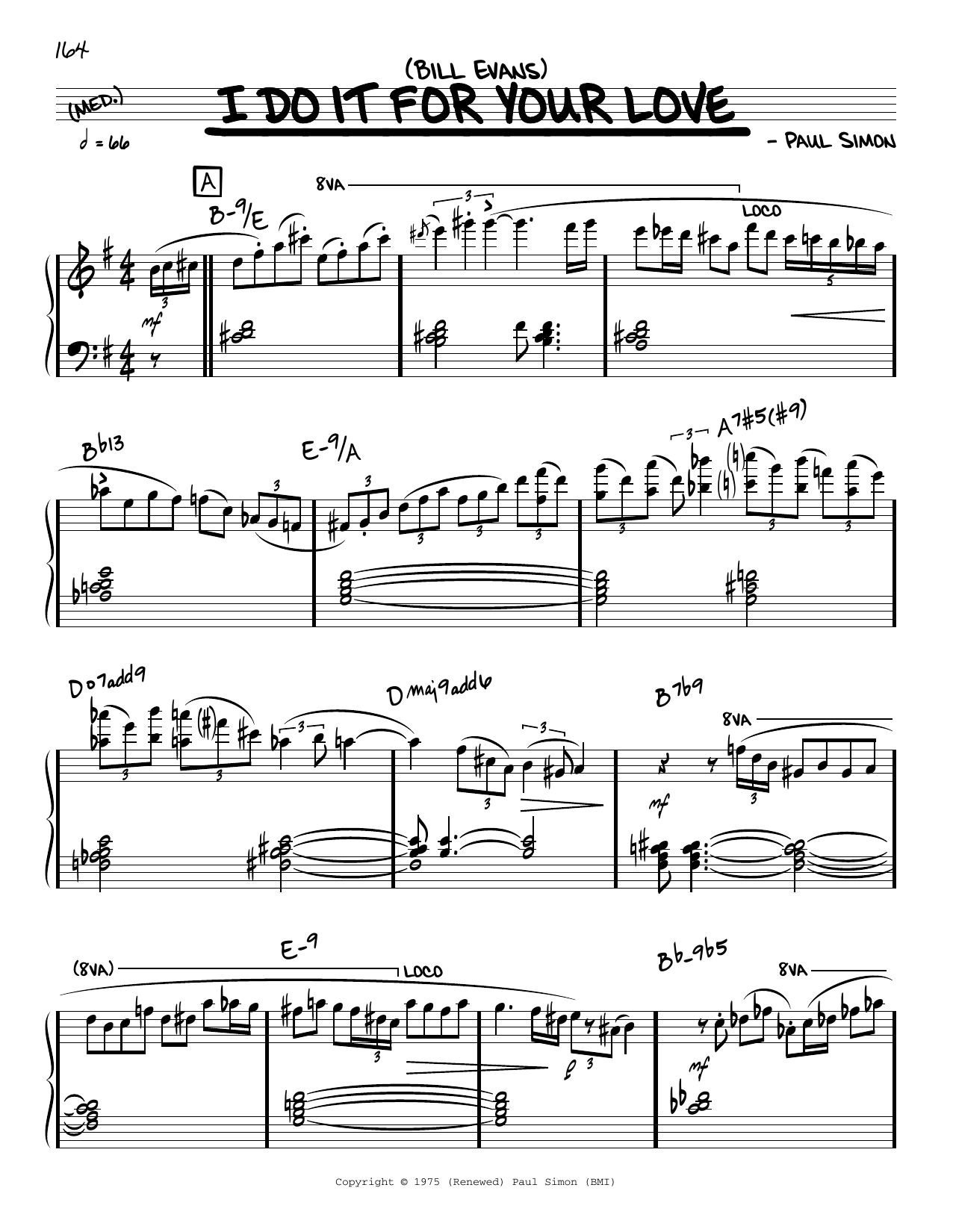 Bill Evans I Do It For Your Love (solo only) Sheet Music Notes & Chords for Real Book – Melody & Chords - Download or Print PDF