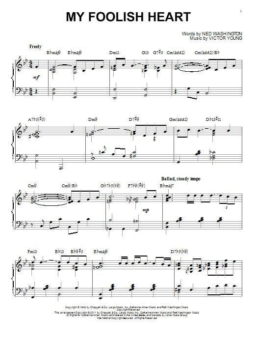 Bill Evans My Foolish Heart [Jazz version] (arr. Brent Edstrom) Sheet Music Notes & Chords for Piano - Download or Print PDF