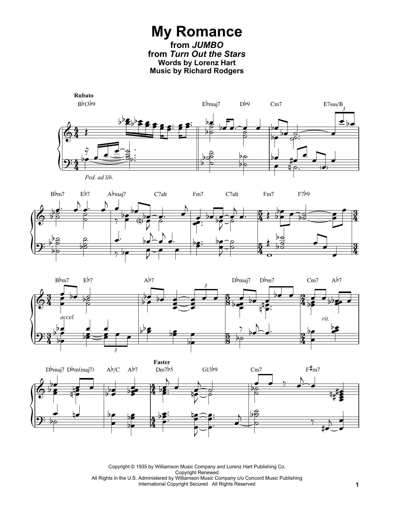 Bill Evans My Romance (from Jumbo) Sheet Music Notes & Chords for Piano Solo - Download or Print PDF