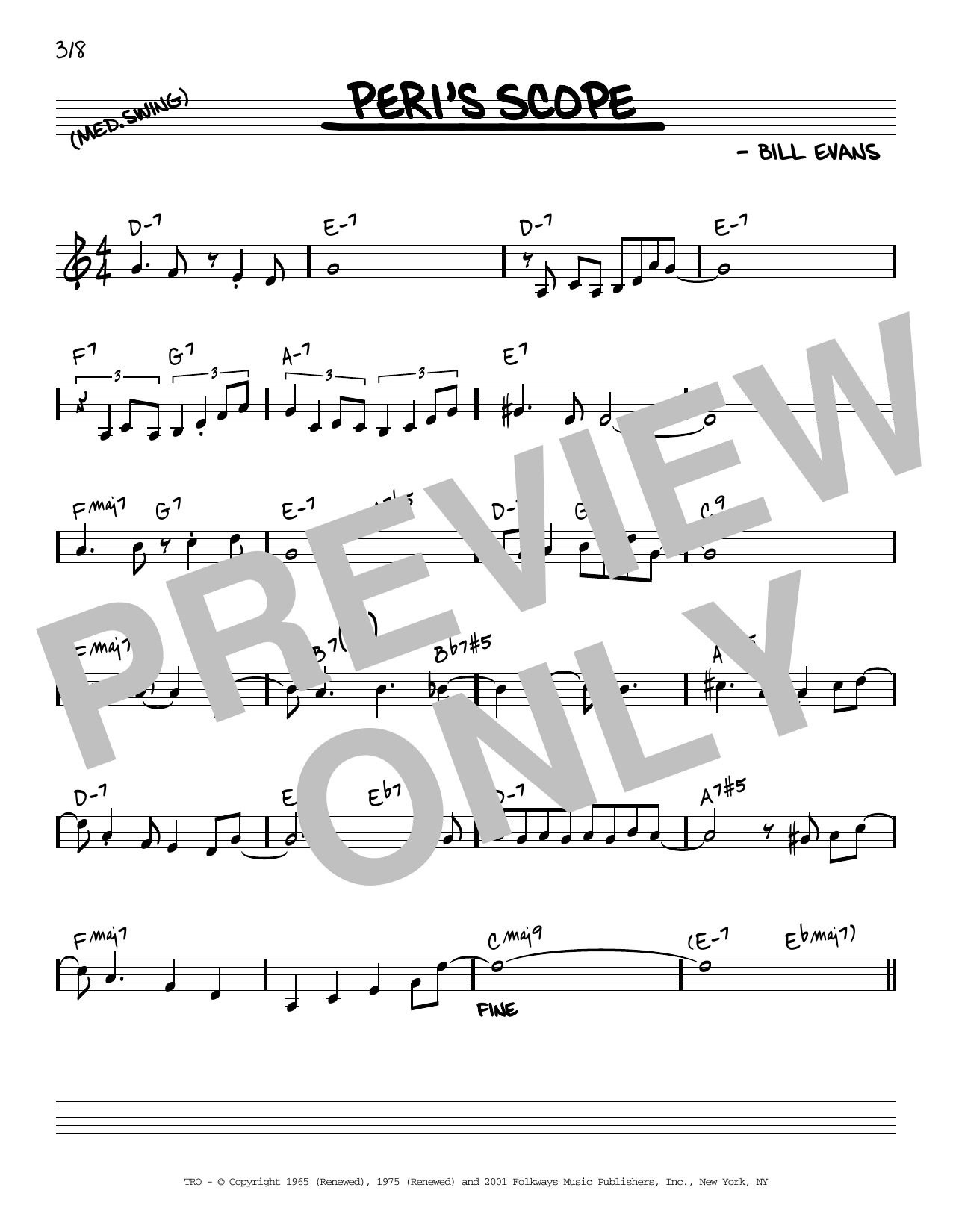 Bill Evans Peri's Scope [Reharmonized version] (arr. Jack Grassel) Sheet Music Notes & Chords for Real Book – Melody & Chords - Download or Print PDF