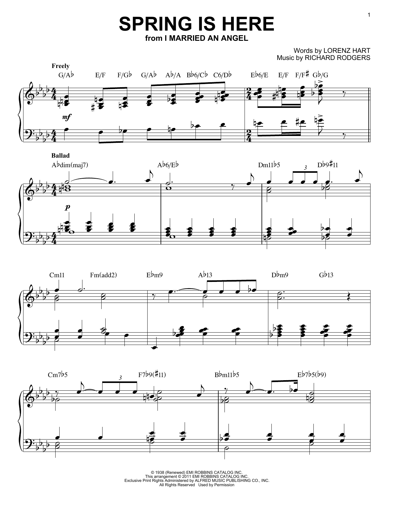 Bill Evans Spring Is Here [Jazz version] (arr. Brent Edstrom) Sheet Music Notes & Chords for Piano - Download or Print PDF