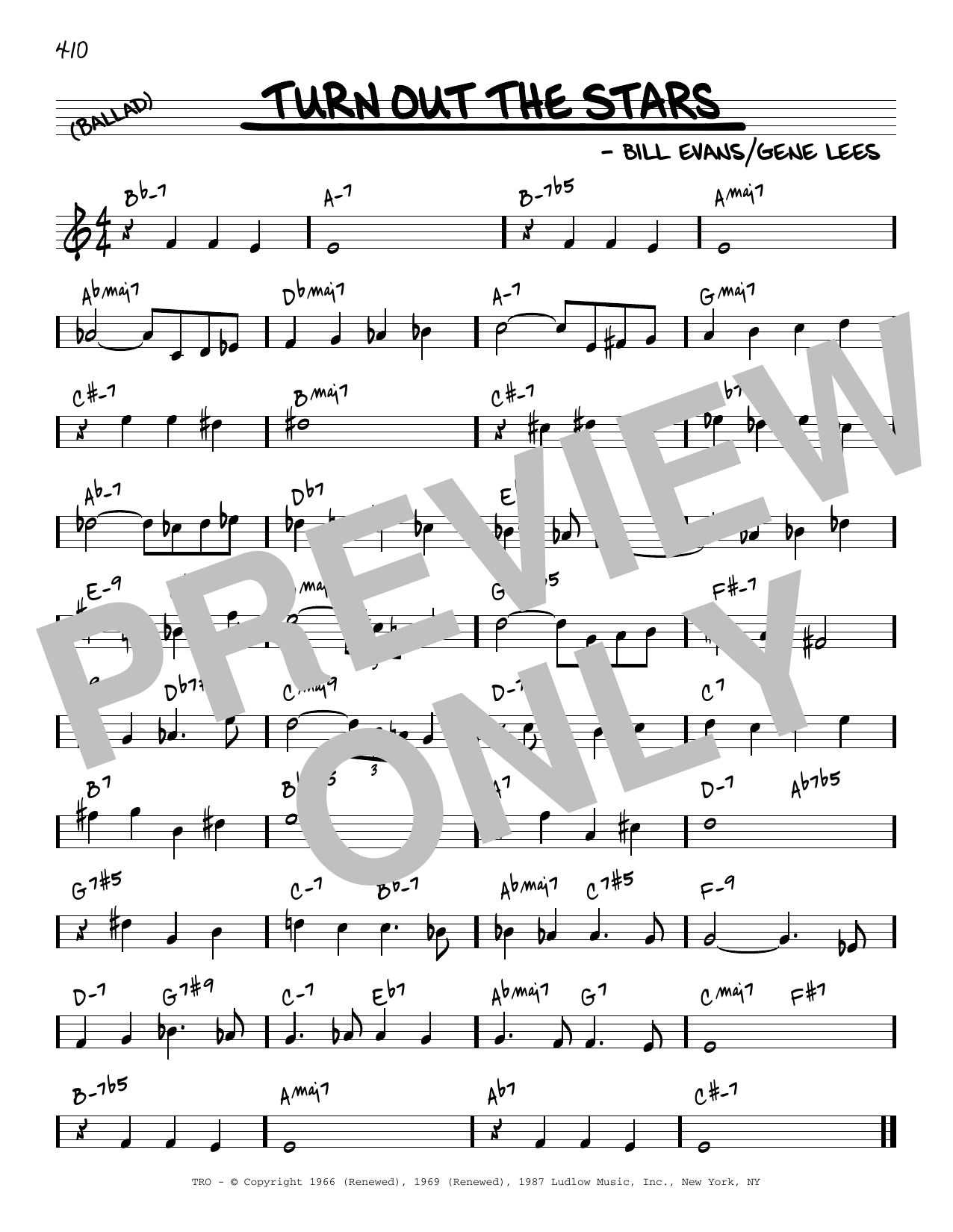 Bill Evans Turn Out The Stars [Reharmonized version] (arr. Jack Grassel) Sheet Music Notes & Chords for Real Book – Melody & Chords - Download or Print PDF