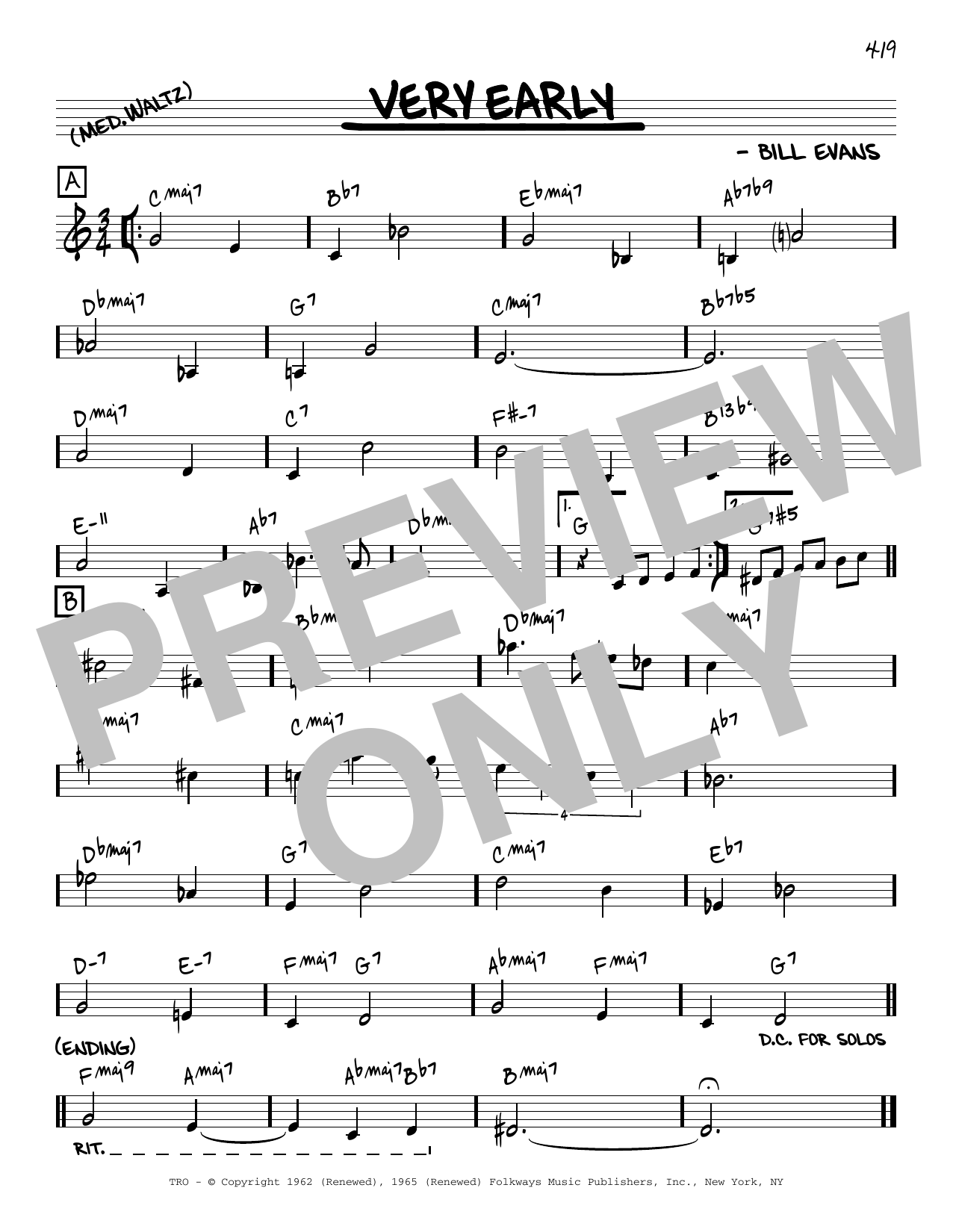 Bill Evans Very Early [Reharmonized version] (arr. Jack Grassel) Sheet Music Notes & Chords for Real Book – Melody & Chords - Download or Print PDF