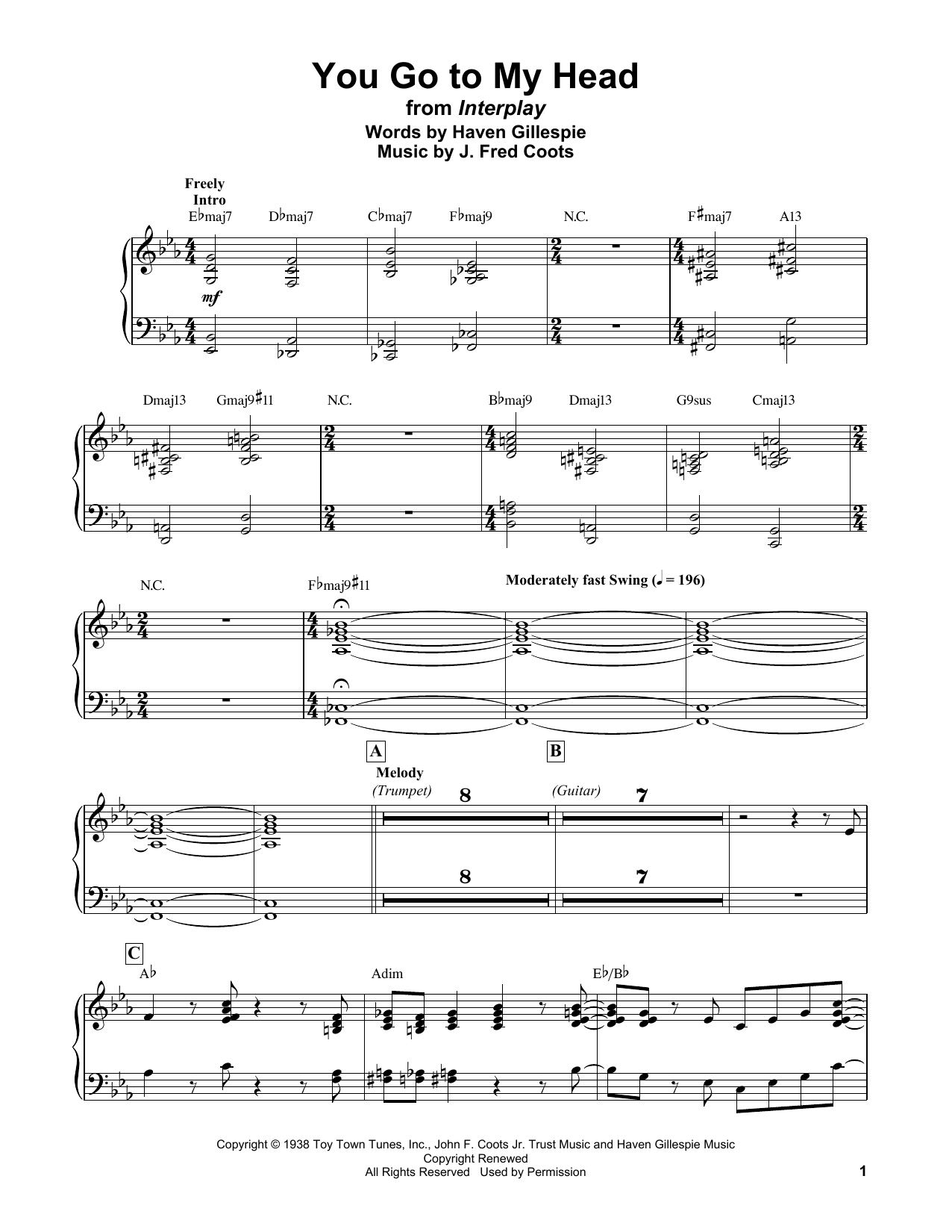 Bill Evans You Go To My Head Sheet Music Notes & Chords for Piano Solo - Download or Print PDF