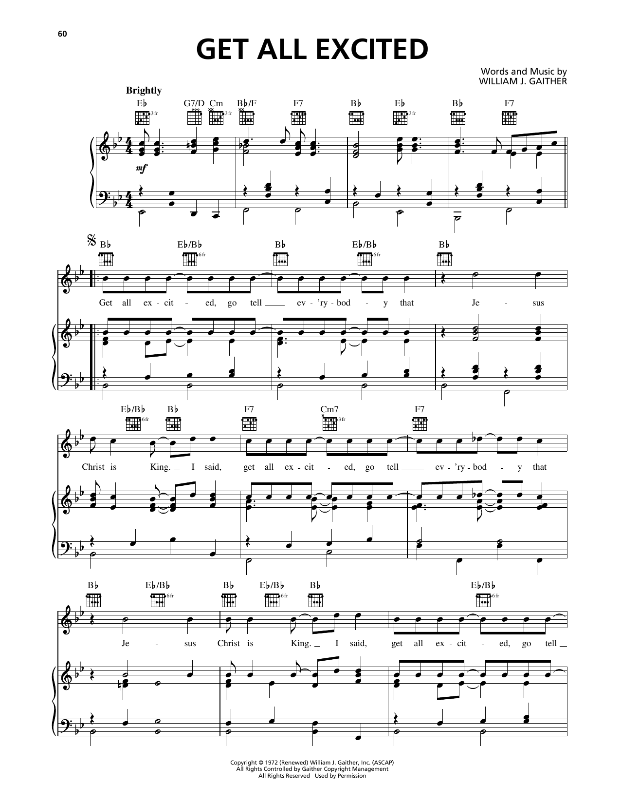 Bill Gaither Get All Excited Sheet Music Notes & Chords for Piano, Vocal & Guitar Chords (Right-Hand Melody) - Download or Print PDF