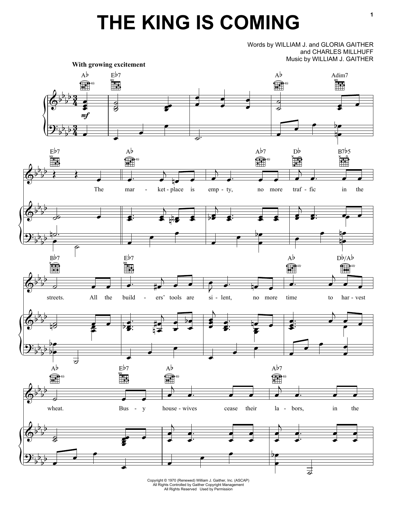 Bill Gaither The King Is Coming Sheet Music Notes & Chords for Easy Guitar - Download or Print PDF