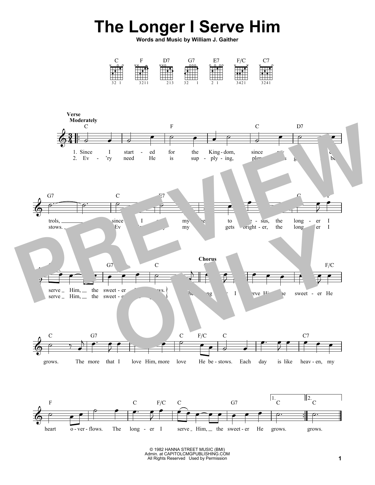 Bill Gaither The Longer I Serve Him Sheet Music Notes & Chords for Easy Guitar - Download or Print PDF