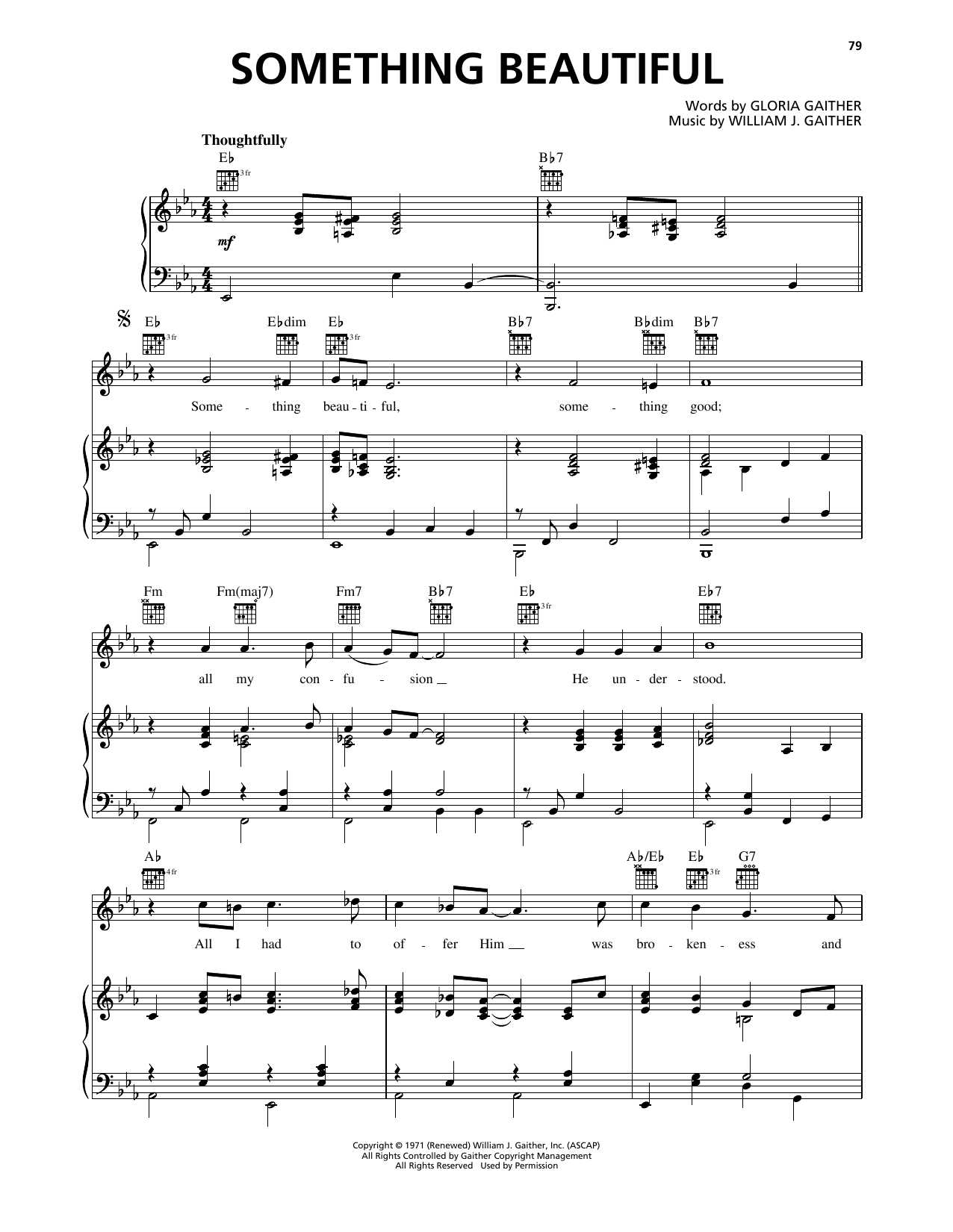 Bill Gaither Trio Something Beautiful Sheet Music Notes & Chords for Piano, Vocal & Guitar Chords (Right-Hand Melody) - Download or Print PDF